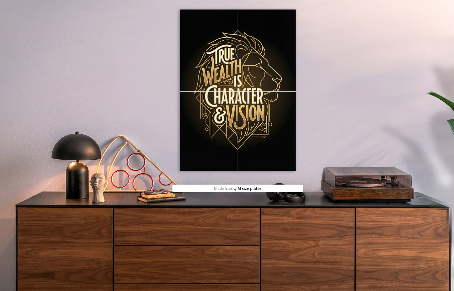 Lion Head with Inspirational Wisdom — metal poster wall art by Lineer